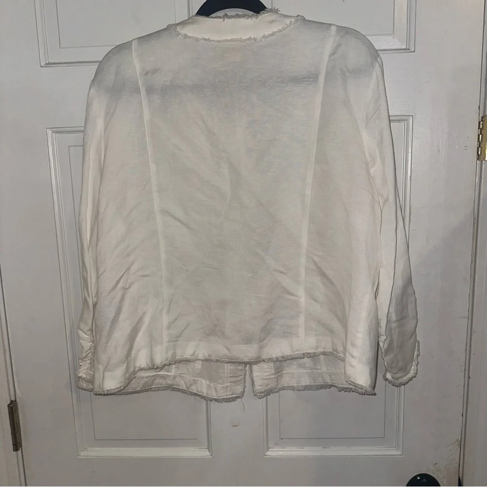 Ruby Rd. Embellished Linen Blend Jacket Women’s 16 White Beige Boho Chic Casual - Picture 6 of 7